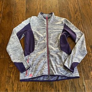 Adidas Purple and Gray Striped Jacket